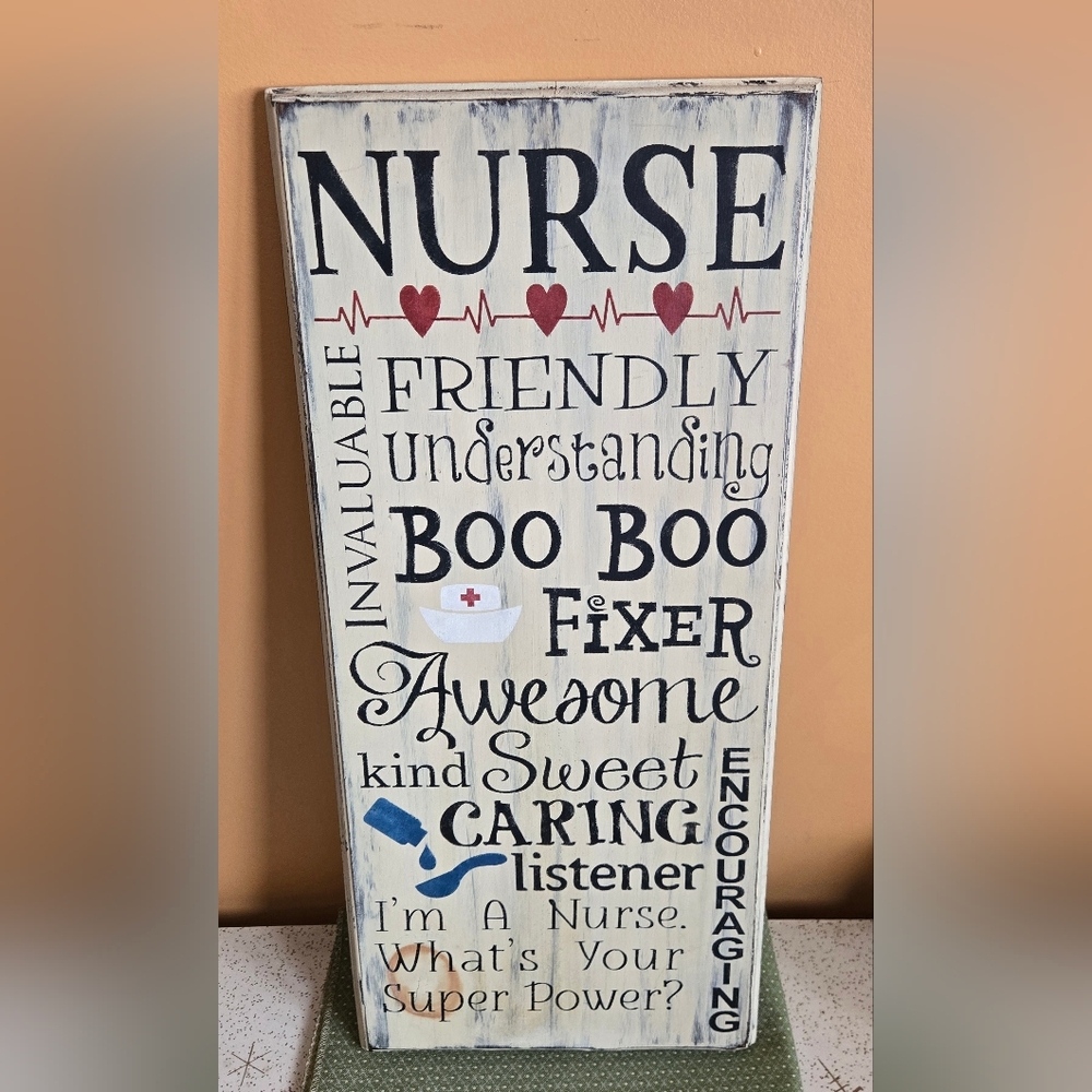 Nurse Themed Wooden Wall Decor Sign
